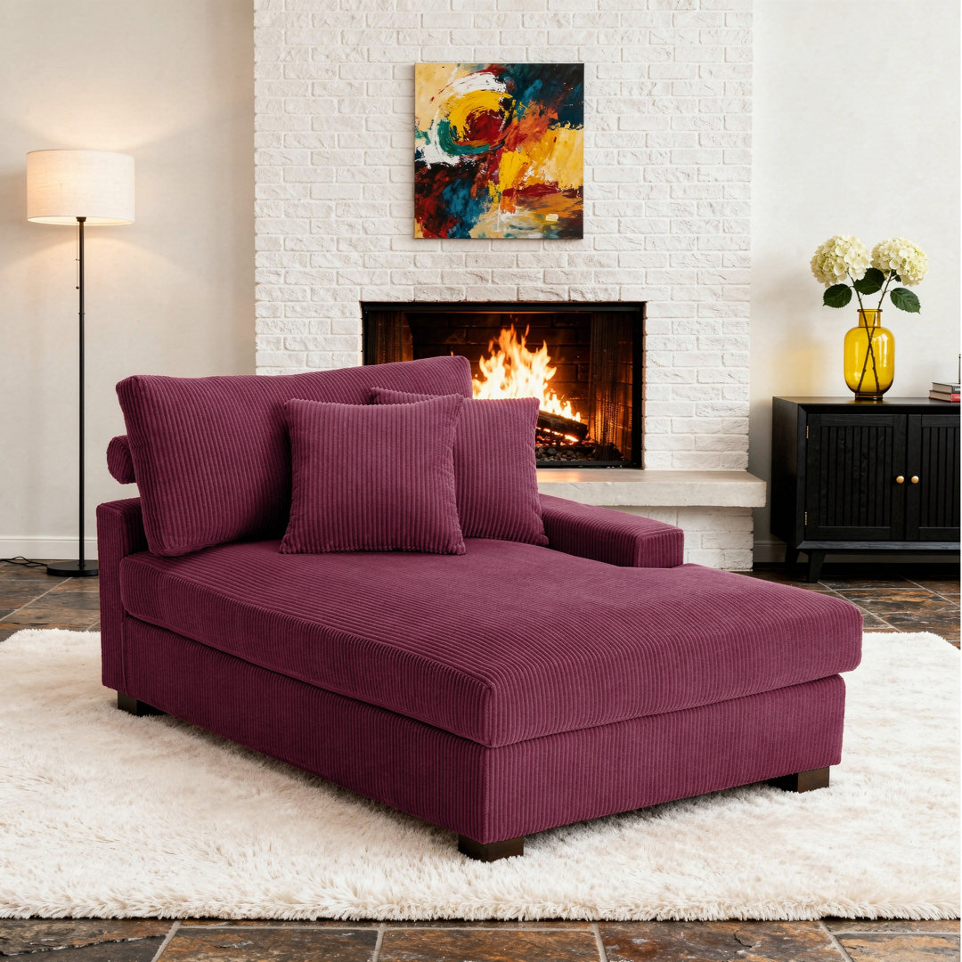Milbrey Oversized Upholstered Chaise Lounge with Armrests & Throw Pillows